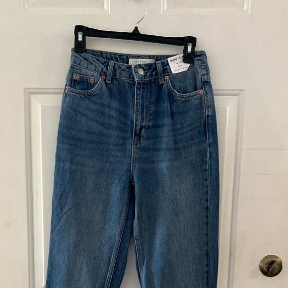 ASOS Top Shop Woman's Tall Original High Rise Mom Jeans Sz 26 L36 - Picture 2 of 10